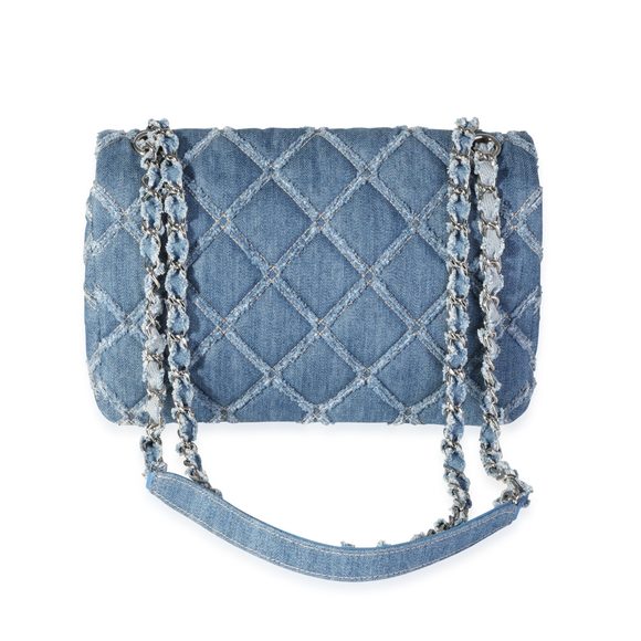Chanel Blue Quilted Denim Medium Single Flap Bag - Picture 3 of 8